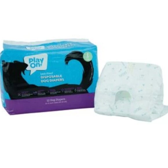 Play On Disposable Dog Diaper, 11 Count, Large, 14" - 22" Waist - Picture 1 of 2